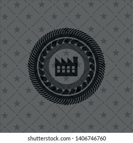 factory icon inside dark emblem