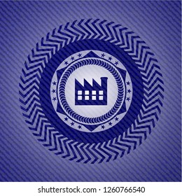 factory icon inside emblem with jean high quality background