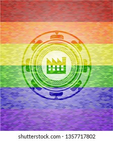 factory icon inside lgbt colors emblem 