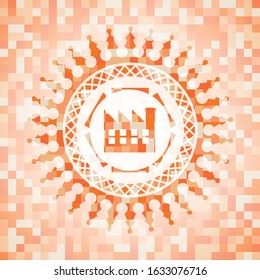 factory icon inside orange mosaic emblem with background