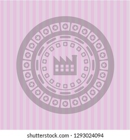 factory icon inside pink icon or emblem