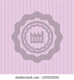 factory icon inside pink emblem. Vintage.