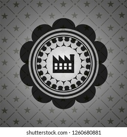 factory icon inside realistic black emblem