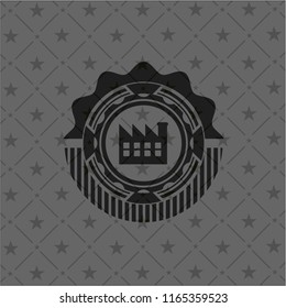 factory icon inside realistic dark emblem