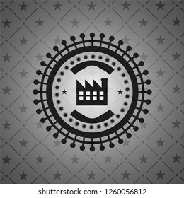 factory icon inside realistic dark emblem