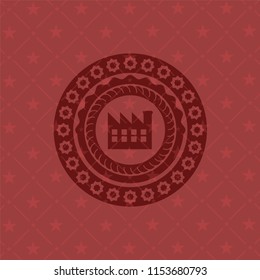 factory icon inside red emblem. Vintage.