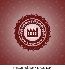 factory icon inside red emblem. Retro