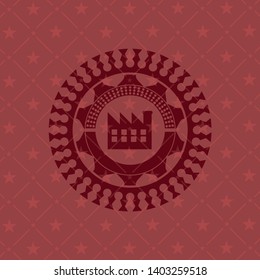 factory icon inside red emblem. Vintage.