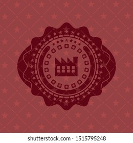 factory icon inside red emblem. Retro