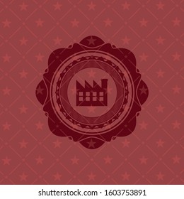 factory icon inside red emblem. Retro