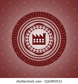 factory icon inside retro red emblem