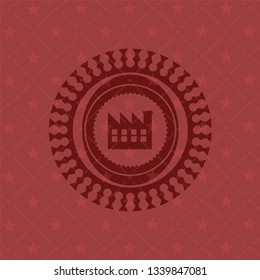 factory icon inside retro red emblem