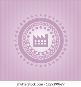 factory icon inside retro style pink emblem