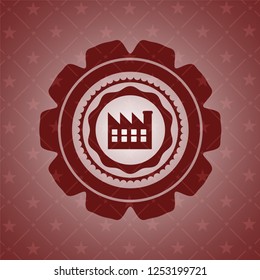 factory icon inside retro style red emblem