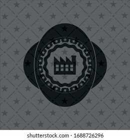 factory icon inside retro style black emblem