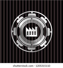 factory icon inside silver shiny emblem