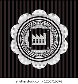 factory icon inside silver shiny badge