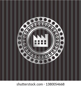 factory icon inside silver shiny badge
