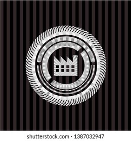 factory icon inside silvery shiny badge