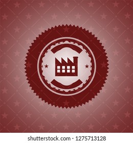 factory icon inside vintage red emblem
