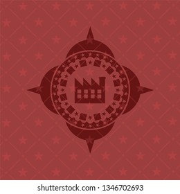 factory icon inside vintage red emblem