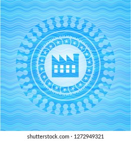 factory icon inside water concept emblem background.