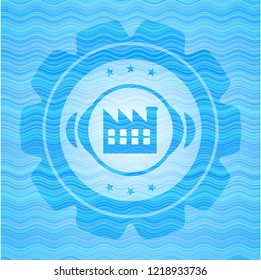 factory icon inside water style emblem.