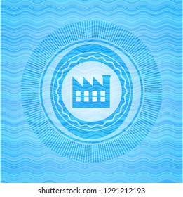 factory icon inside water wave emblem.