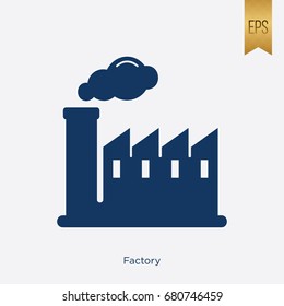 Factory Icon Isolated Flat Illustration Vector Symbol