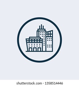 Factory icon isolated on white background. Factory icon in trendy design style.