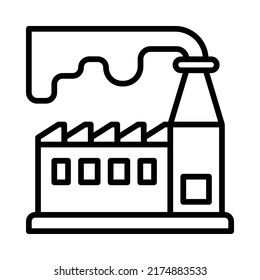 Factory Icon. Line Art Style Design Isolated On White Background