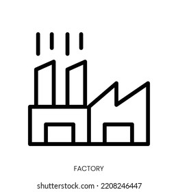 icono de fábrica. Diseño De Estilo De Arte De Línea Aislado En Fondo Blanco