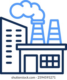 Factory Icon Line Color Vector Illustration