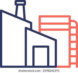 Factory Icon Line Color Vector Illustration