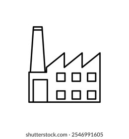 Logotipo lineal del icono de la fábrica aislado