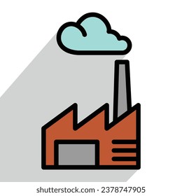 factory icon, linear, vector illustration