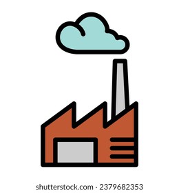 factory icon, linear, vector illustration