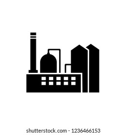 Factory Icon, Logo Industrial Plant Chemical Company, Flat Silhouette Isolated Symbol Vector  