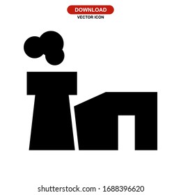 Icono de fábrica o logotipo símbolo de signo aislado Ilustración vectorial - Iconos vectoriales de estilo negro de alta calidad
