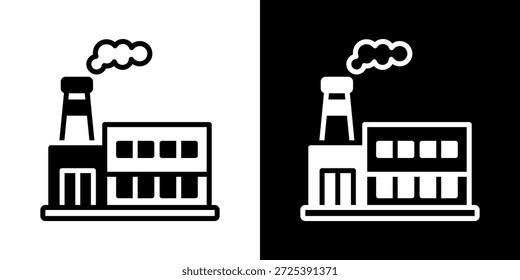Factory Icon Of Mixed Black And White Style