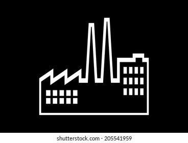 Factory icon on black background