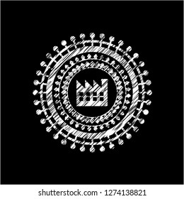 factory icon on chalkboard