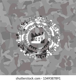 factory icon on grey camo pattern
