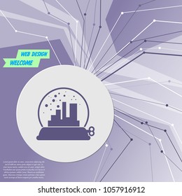 factory icon on purple abstract modern background. The lines in all directions. With room for your advertising. Vector illustration
