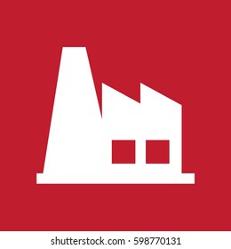 Factory icon on red background