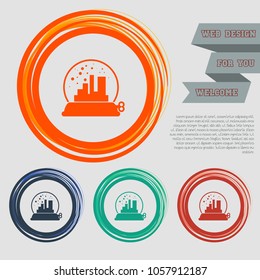 factory icon on the red, blue, green, orange buttons for your website and design with space text. Vector illustration