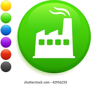 factory icon on round internet button original vector illustration 6 color versions included