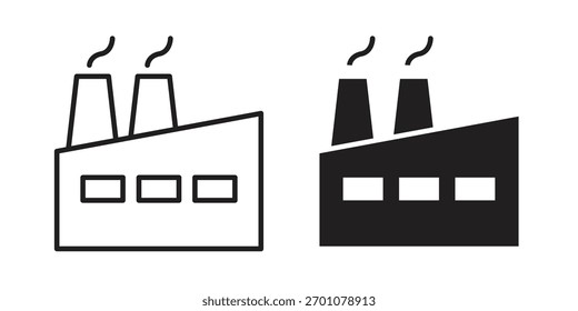Símbolo de concepto de contorno de icono de fábrica con trazo editable en blanco