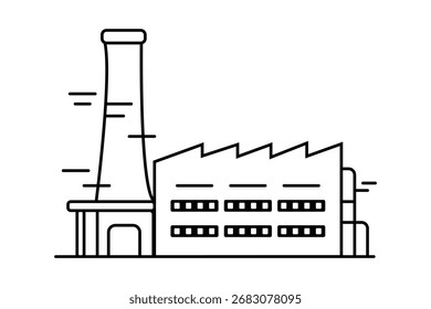 Icono de fábrica. en estilo de contorno en blanco