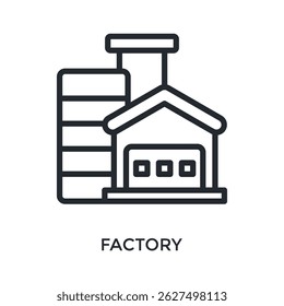 Factory Icon Outline Style. Vector Illustration For Graphic Design